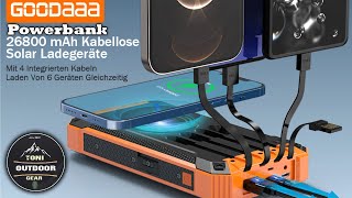 Solar Powerbank Goodaaa 26800 mAh goodaaa powebank smartphone aufladen charger akku outdoor [upl. by Tristan]