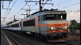 SNCF Intercité with locomotive BB 22200 Nez Cassé arriving at Rivesaltes  France trains [upl. by Ennayk155]