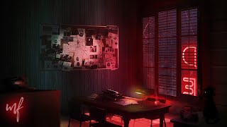 Film Noir Detective Office ASMR Ambience rain on window typewriter smooth jazz [upl. by Nnaeirual179]