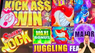 BIG WINS on Sharks Lock amp The ED gets BLACKOUT on Blazing Tiki JACKPOT HANDPAY🦈🎉🎰 [upl. by Skees142]