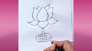 Lotus flower drawingeasy to draw sketch flowers simpledrawingstepbystep art howtodraw [upl. by Brothers]