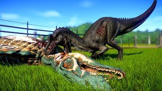 Allosaurus vs Spinosaurus Baryonyx Indoraptor T Rex Giganotosaurus  Dinosaurs Fighting [upl. by Yecam]