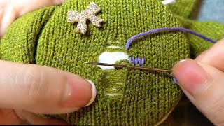 How to Mend a Hole in the Sweater in a Few Minutes [upl. by Green]