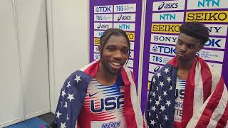 Noah Lyles Runs Third Leg On 4x4 US Men Take Silver In 4x400m At World Indoor Championships [upl. by Salakcin357]