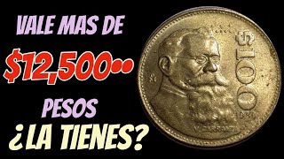 💰💸MUY VALIOSA Y ESCASA MONEDA 👉100 PESOS PROOF 1990 VENUSTIANO CARRANZA LA TIENES [upl. by Benji]