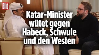 GasDeal WMKritik AntiSchwulenGesetze KatarMinister Saad Scharida alKaabie exklusiv in BILD [upl. by Oigres701]