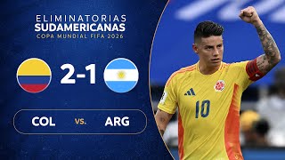 COLOMBIA vs ARGENTINA 21  RESUMEN  ELIMINATORIAS SUDAMERICANAS  FECHA 8 [upl. by Gnuj917]