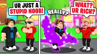 NOOB With A MEGA NEON PHOENIX Rich Flexer Tried To ROAST US Roblox Adopt Me [upl. by Adlog484]