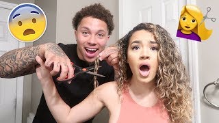 CUTTING MY GIRLFRIENDS CURLY HAIR PRANK  SHE FREAKS OUT [upl. by Gratiana495]