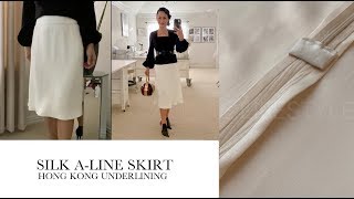 How to sew the Hong Kong Underlining in a Skirt amp Zipper Finish  SILK ALINE SKIRTPart13 [upl. by Apur]