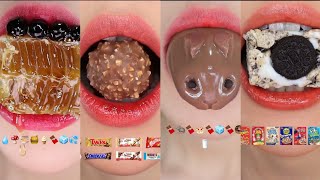 ASMR MUKBANG CHOCOLATE HONEY COMB CRUNCY FOOD CHALLENGE  EATING SOUNDS  LIP ASMR [upl. by Debby]