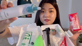 ASMR Pharmacy 🏥 Product a thermometer syringe pill 💊 💉  Tapping  Scratching [upl. by Anrahc]