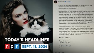 Taylor Swift Endorses Harris After Tuesdays Debate  NPR News Now [upl. by Dorman616]