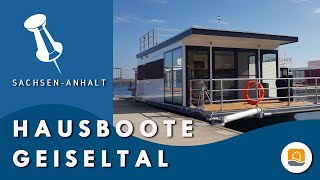 Hausboote auf dem Geiseltalsee in SachsenAnhalt Urlaub auf dem Hausboot  floating house [upl. by Wenona660]