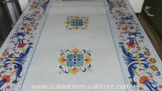 Handpainted Lava Stone Table Italian Tile Mural Store [upl. by Leeth846]