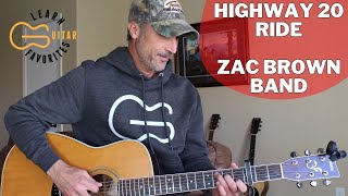 Highway 20 Ride  Zac Brown Band  Guitar Lesson  Tutorial [upl. by Zurek]