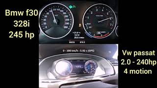 Bmw f30 328i vs Passat 4 motion 240 hp [upl. by Artimas]