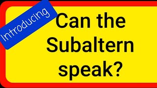 Can the Subaltern Speak [upl. by Gora]