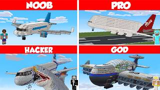 Minecraft AIRPLANE HOUSE BUILD CHALLENGE  NOOB vs PRO vs HACKER vs GOD  Animation [upl. by Narmak]