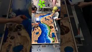 beach dining table epoxy art epoxy woodworking wood woodwork [upl. by Ehsrop]