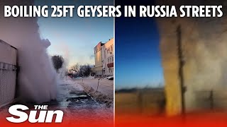 Russian citys crisis as pipes explode causing boiling 25ft geysers and mass heating loss [upl. by Tung]