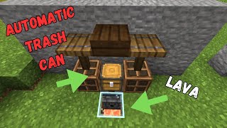 Minecraft Automatic Trash Can  Lava Bin  2024 Minecraft Bedrock [upl. by Eednac]