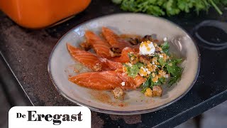 Gerookte zalm met linzen  De Eregast [upl. by Ettenay]