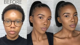 HOW TO DO A BLUNT CUT PONYTAIL ON SHORT NATURAL HAIR R100  US 573  4C HAIR  NO HEAT [upl. by Horne]