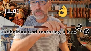 Rehairing a Violin Bow and new Silver Winding and Leather [upl. by Idolla942]