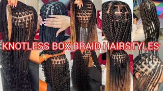 KNOTLESS BOX BRAID HAIRSTYLES  BOHO KNOTLESS BRAID HAIRSTYLES  FRENCH CURLS HAIRSTYLES viral [upl. by Bernita]