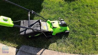 Greenworks 40V 16quot Brushless Cordless Push Lawn Mower  Blower [upl. by Nwadahs]