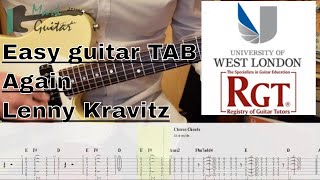 Again Lenny Kravitz  HOW TO PLAY  Easy lesson tutorial GUITAR tab [upl. by Dira]