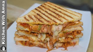 Chicken Fajita Sandwich Recipe  Chicken Cheese Sandwich  Kitchen With Amna [upl. by Crispas]