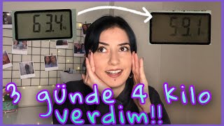 3 GÜNDE 4 KİLO VERDİM diyet listem nelere dikkat ettim 3 günde 4 kilo verdiren detoks sporsuz [upl. by Stuckey]