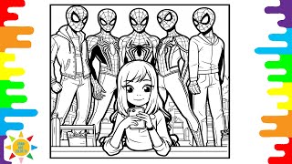 SpiderMan Team Coloring  SpiderMan Looks At The Girl Coloring Pages  betonowycs2 [upl. by Enitsrik483]