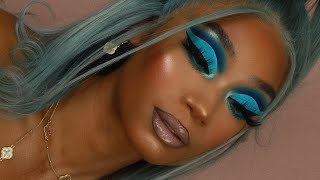 Summer Walker Baby Blue Cut Crease Makeup Look  MakeupTiffanyJ [upl. by Ipoillak]