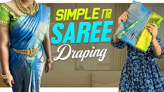 Easy and perfect Saree draping tutorial in Telugu [upl. by Ahtiuqal]