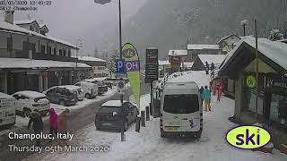 Webcam Snowfall in early March Champoluc [upl. by Eymaj964]