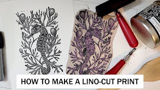 LinoCut Printmaking Process  Tips and Tricks  EHollingsheadArt [upl. by Erdnad]