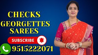 Checks georgettes sarees at best price 9515222071  Sree Nava Media Sarees [upl. by Ahsaz]