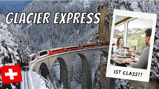 1ST CLASS ON GLACIER EXPRESS 8 Hour Panoramic Swiss Train Ride from St Moritz to Zermatt [upl. by Odel]