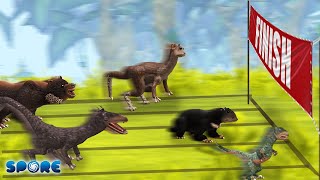 Animals and Dinosaurs Race 3  Animal vs Dino S3  SPORE [upl. by Ahsekar775]