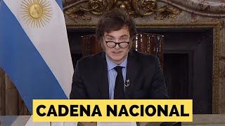 HABLA MILEI POR EL AÑO DE GOBIERNO EN CADENA NACIONAL VIVO [upl. by Hedwig]