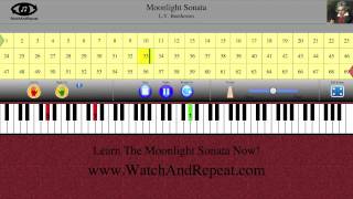 Learn How To Play Moonlight Sonata piano tutorial with fingering [upl. by Brout431]