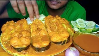 Spicy Big Pangas Fish Curry  Rice  Kamranga Eating Show [upl. by Lua148]