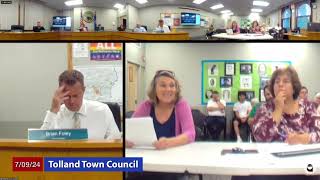 Tolland Town Council July 9 2024 [upl. by Tankoos]