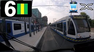 🚊 GVB Amsterdam Tramlijn 6 Cabinerit Amstelveen Stadshart  Station Zuid vv Drivers view POV [upl. by Ahsilyt]