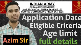 Indian Army 102 TES 52 Entry January 2025 Batch Apply Online Form army technical entry scheme [upl. by Braswell120]