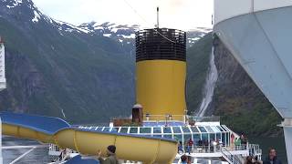 Costa Favolosa passing Geiranger Fjord  20160627 [upl. by Rolyak]