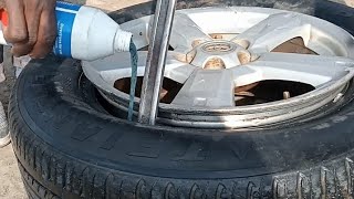 Antipuncture liquid resistance pouring inside a tire VS INFlATING tires with fire skills 🔥🧨 [upl. by Eronaele277]